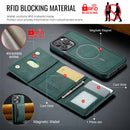 Green Premium MagSafe Wallet Case for iPhone 16 Pro - Detachable PU Leather Magnetic Card Holder
