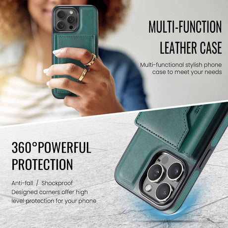 Black Premium MagSafe Wallet Case for iPhone 16 Pro - Detachable PU Leather Magnetic Card Holder
