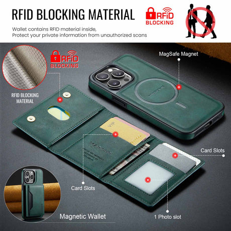 Brown Premium MagSafe Wallet Case for iPhone 16 Pro - Detachable PU Leather Magnetic Card Holder