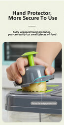 Green And Grey Ultimate 12-in-1 Multi-Functional Vegetable Slicer Dicer Chopper - Mandoline with Storage Containers & Drain Basket