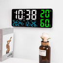 Black Background With Blue and White Light Sleek Large LED Digital Wall & Desk Clock - Remote Control, Temperature, Humidity, Dual Alarms, Calendar