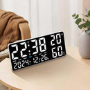 Black Background With Blue,Green and White Light Sleek Large LED Digital Wall & Desk Clock - Remote Control, Temperature, Humidity, Dual Alarms, Calendar