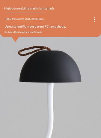 White Sleek Minimalist LED Mushroom Table Lamp - Rechargeable 3-Color Touch Control, Bar & Ambient Light
