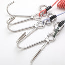 Red Pro 316 Stainless Steel Diving Reef Hook - Single, Double Combo Pack - Current Hook with Coiled Safety Lanyard