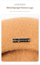 Black Elegant Wool Beret - Classic Warm Thick British Style Hat for Autumn & Winter