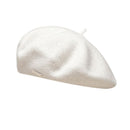 White Elegant Wool Beret - Classic Warm Thick British Style Hat for Autumn & Winter
