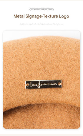 Red Elegant Wool Beret - Classic Warm Thick British Style Hat for Autumn & Winter