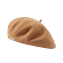 Khaki Elegant Wool Beret - Classic Warm Thick British Style Hat for Autumn & Winter