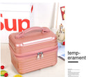 Yellow Leopard Pattern Durable Hard Shell Makeup Travel Case - Large Capacity Portable Cosmetic Organizer Box with Handle