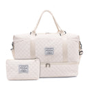 Black Chic 3-Piece Quilted Travel Bag Set - Duffel, Crossbody Sling & Toiletry Pouch - Large Capacity & Lightweight