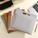 Khaki Professional A4 PU Leather Document Bag - Waterproof Handheld File Folder Portfolio for Business & Conference