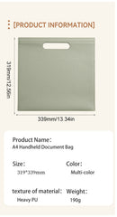 Khaki Professional A4 PU Leather Document Bag - Waterproof Handheld File Folder Portfolio for Business & Conference