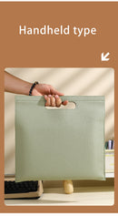 Khaki Professional A4 PU Leather Document Bag - Waterproof Handheld File Folder Portfolio for Business & Conference