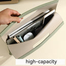 Grey Professional A4 PU Leather Document Bag - Waterproof Handheld File Folder Portfolio for Business & Conference