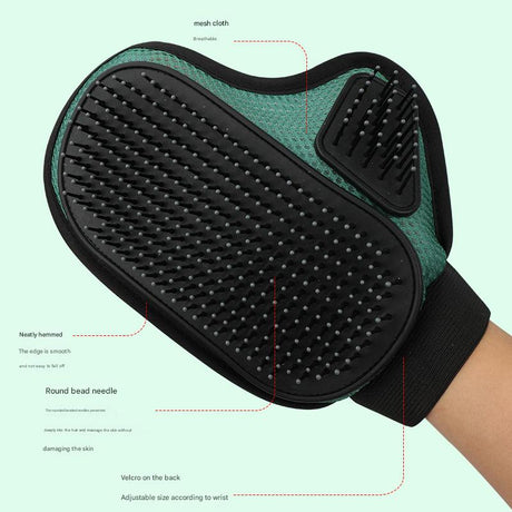 2 Pcs Pink And Black Pet Grooming Glove - Gentle Deshedding & Massage Mitt for Dogs & Cats, Efficient Fur Remover