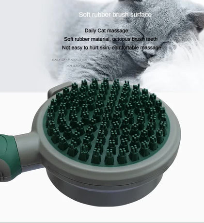Pink And Grey Dual-Sided Pet Grooming Brush - Self-Cleaning Slicker & Gentle Massage Bath Comb for Dogs & Cats