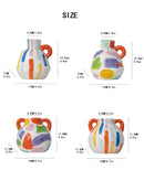 Colorful Artistic Hand-Painted Ceramic Vase - Dual Handle Pot Style - Colourful Striped Home Decor Accent