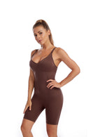 Size M Brown Seamless Full Body Shaper for Women - Tummy Control, Butt Lifter & Thigh Slimmer Bodysuit