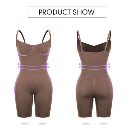Size XL Brown Seamless Full Body Shaper for Women - Tummy Control, Butt Lifter & Thigh Slimmer Bodysuit