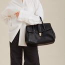 Size XL Black Elegant Women's Leather Briefcase Tote - Vintage Style Large Capacity Commuter Handbag - Premium Cowhide Leather