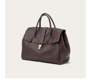 Size XL Coffee Elegant Women's Leather Briefcase Tote - Vintage Style Large Capacity Commuter Handbag - Premium Cowhide Leather