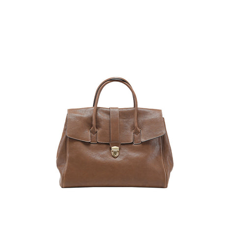 Size XL Brown Elegant Women's Leather Briefcase Tote - Vintage Style Large Capacity Commuter Handbag - Premium Cowhide Leather