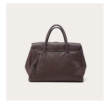 Size XL Brown Elegant Women's Leather Briefcase Tote - Vintage Style Large Capacity Commuter Handbag - Premium Cowhide Leather