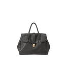 Size L Black Elegant Women's Leather Briefcase Tote - Vintage Style Large Capacity Commuter Handbag - Premium Cowhide Leather