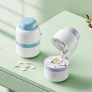 White And Blue 3-in-1 Pill Cutter Crusher & Storage Box - Portable Tablet Splitter Grinder for Precise Dosing