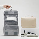 Beige Eco-Friendly RPET Hanging Toiletry Bag - Large Capacity Waterproof Travel Makeup Organizer