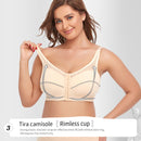 2 Pcs Size S Women's Wireless Large-Cup Lace Bra with Front Clasp - Comfortable, Breathable, Beige