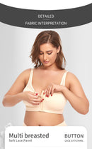 2 Pcs Size XXL Women's Wireless Large-Cup Lace Bra with Front Clasp - Comfortable, Breathable, Beige