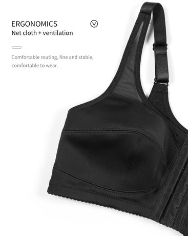 2 Pcs Size M Women's Wireless Large-Cup Lace Bra with Front Clasp - Comfortable, Breathable, Black