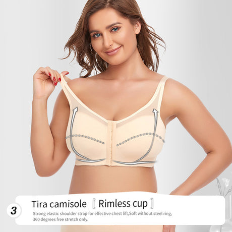 2 Pcs Size L Women's Wireless Large-Cup Lace Bra with Front Clasp - Comfortable, Breathable, Black