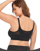 2 Pcs Size XXL Women's Wireless Large-Cup Lace Bra with Front Clasp - Comfortable, Breathable, Black