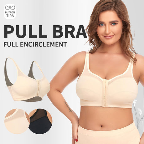 2 Pcs Size 5XL Women's Wireless Large-Cup Lace Bra with Front Clasp - Comfortable, Breathable, Black
