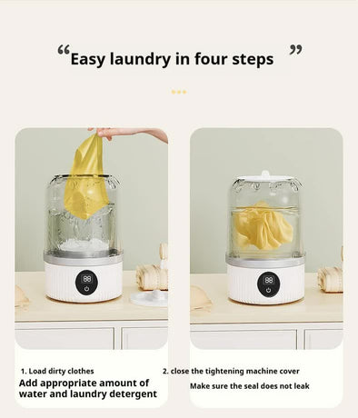 Blue Portable Mini Washing Machine - Rechargeable USB-C Electric Washer for Travel, Delicates & Socks