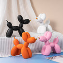 White Modern Resin Balloon Dog Sculpture - Playful Art Figurine with Golden Snout Accent