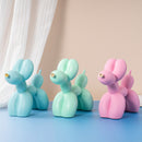 White Modern Resin Balloon Dog Sculpture - Playful Art Figurine with Golden Snout Accent