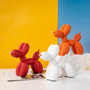 White Modern Resin Balloon Dog Sculpture - Playful Art Figurine with Golden Snout Accent