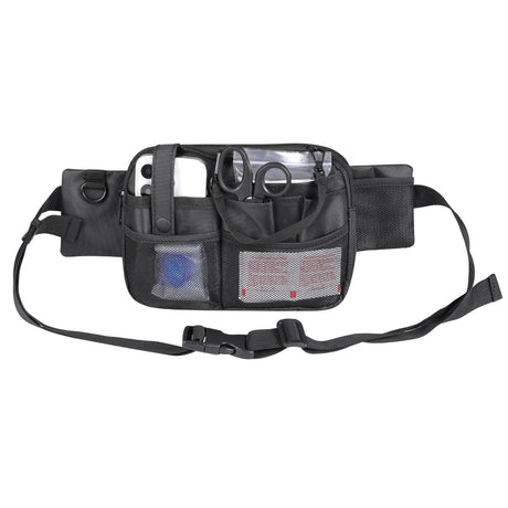 Grey and Black Nurse Utility Belt Bag - Multi-Pocket Medical Organizer Waist Pack for Tools & Essentials