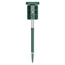 Green Solar Powered Ultrasonic Animal Repeller - Multi-Frequency Pest Deterrent with Motion Sensor, LED Strobe & Illumination Light