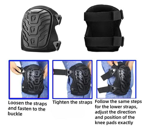 1 Pair Black Professional Hard Shell Knee Pads - Heavy Duty Protection for Work, Construction, Gardening & Outdoor Sports