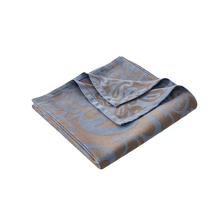 Brown,Taupe and Blue Elegant Patterned Throw Blanket - Soft Polyester Nap & Sofa Cover, 185x135cm Lightweight AC Blanket