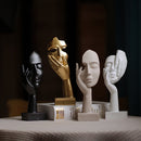 White Style 3 Elegant Abstract Face Sculpture - Modern Resin Art Figurine, Hand & Mask Home Decor Accent