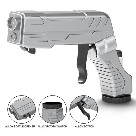 Silver Champagne & Beer Spray Gun - Ultimate Party Starter & Drink Dispenser with Bottle Opener