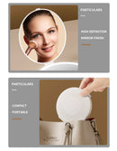 Yellow LED Travel Makeup Mirror - Rechargeable Compact Mirror with 3 Color Lights, 1x/5x Magnification & Smart Auto On/Off