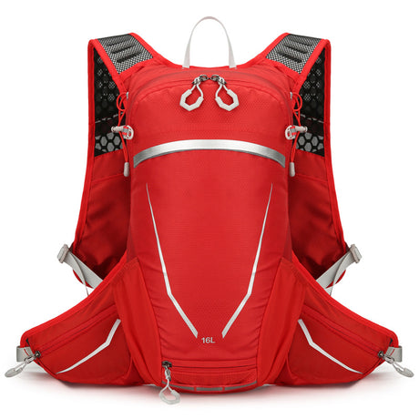 Red Lightweight 16L Outdoor Cycling & Hiking Backpack - Water-Repellent Nylon Daypack with Reflective Strips