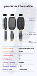 White Advanced 3-in-1 Scalp & Hair Care Massage Comb - Red Light Therapy, EMS Microcurrent & Vibration for Healthy Hair Growth
