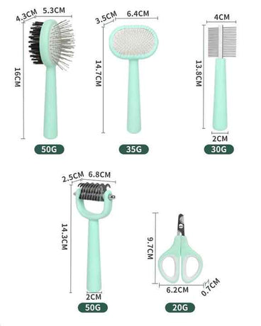 Blue Complete 5-in-1 Pet Grooming Care Kit - Professional Deshedding Brushes, Combs & Nail Clippers Set for Dogs & Cats